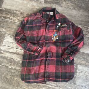 Vintage The Disney Catalog Size Large  Embroidered Mickey Mouse Goofy‎ Flannel